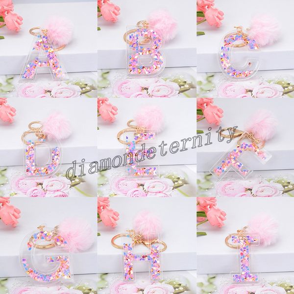 pink pompom plush english letter sequins keychain english alphabet keyring women handbag charms pendant crafts ornaments, Silver
pink pompom plush english letter sequins keychain english alphabet keyring women handbag charms pendant crafts ornaments, Silver
