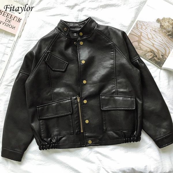 women's leather & faux fitaylor 2021 autumn womem vintage black loose pu soft jacket single breasted pocket punk biker coat outwear
women's leather & faux fitaylor 2021 autumn womem vintage black loose pu soft jacket single breasted pocket punk biker coat outwear
