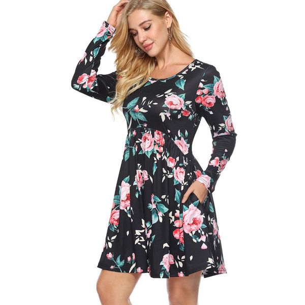 casual dresses spring and autumn print long sleeve o-neck woman style a-line mini female, Black;gray
casual dresses spring and autumn print long sleeve o-neck woman style a-line mini female, Black;gray