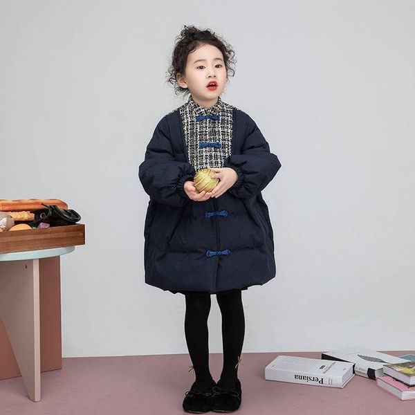 down coat girls' plaid cotton jacket 2021 women's winter padded children's lloose fashion clothing, Blue;gray
down coat girls' plaid cotton jacket 2021 women's winter padded children's lloose fashion clothing, Blue;gray
