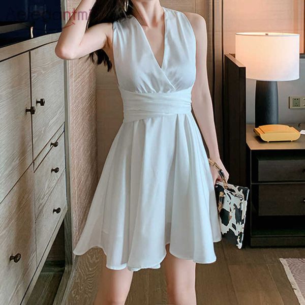 aelegantmis neck-mounted backless mini dresses women v-neck sashes sleeveless white dress fashion design vestidos mujer 210607, Black;gray
aelegantmis neck-mounted backless mini dresses women v-neck sashes sleeveless white dress fashion design vestidos mujer 210607, Black;gray