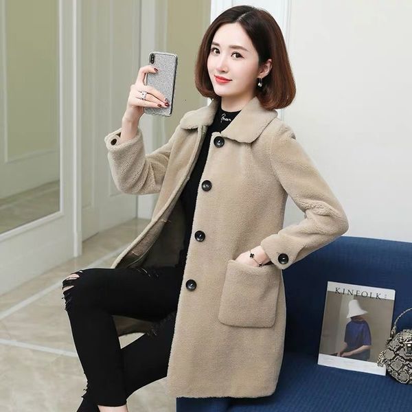 women's royal lambskin coat genuine wool coats turndown warm winter sheep shearing jacket outercoat l53 o15r, Black
women's royal lambskin coat genuine wool coats turndown warm winter sheep shearing jacket outercoat l53 o15r, Black