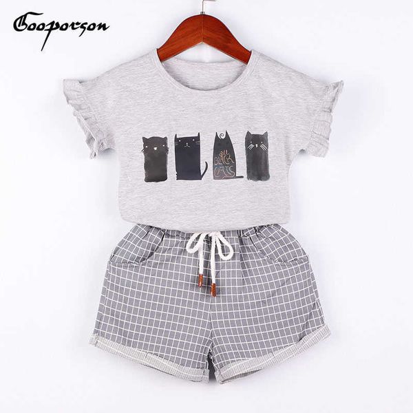 girls clothes set grey color cotton cat shirt and plaid pants kids girl soft clothing suit summer 2 pcs children sets 210715, White
girls clothes set grey color cotton cat shirt and plaid pants kids girl soft clothing suit summer 2 pcs children sets 210715, White