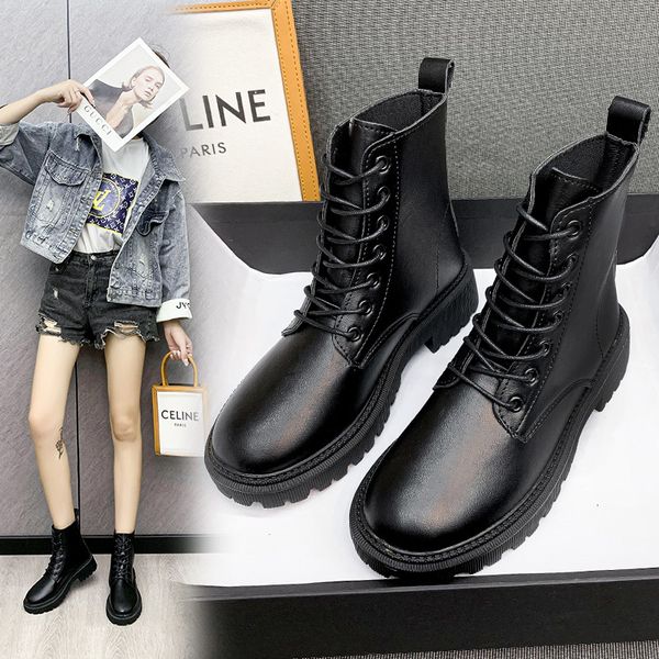 net red martin boots 2021 autumn korean version versatile fashion leisure thick bottom increased short tube women's leather, Black
net red martin boots 2021 autumn korean version versatile fashion leisure thick bottom increased short tube women's leather, Black