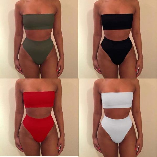 women's swimwear solid tube bikini split 2 piece set bathing suits woman brazillian swimsuit women female swimming biquini femme 2021, White;black
women's swimwear solid tube bikini split 2 piece set bathing suits woman brazillian swimsuit women female swimming biquini femme 2021, White;black
