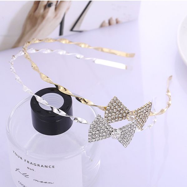 new bowknot hairband twist thin headband cen mi water diamond hair ornament crystal headdress, Silver
new bowknot hairband twist thin headband cen mi water diamond hair ornament crystal headdress, Silver
