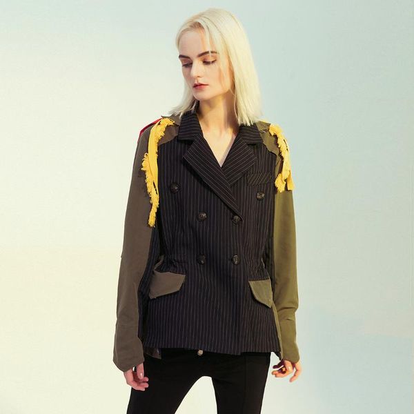 women's jackets women baseball jacket office style high-quality personalized design autumn and winter ribbonac fringes stitching contra, Black;brown
women's jackets women baseball jacket office style high-quality personalized design autumn and winter ribbonac fringes stitching contra, Black;brown