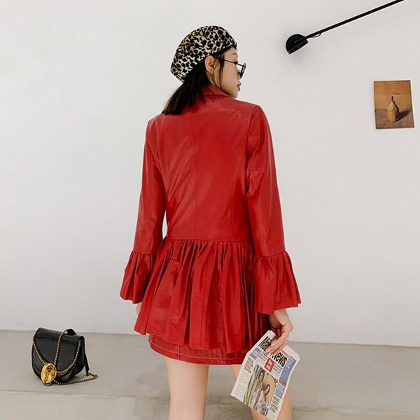women's leather & faux elegant double button fold dress sheepskin natural robe coat light sleeve clothing women, Black
women's leather & faux elegant double button fold dress sheepskin natural robe coat light sleeve clothing women, Black
