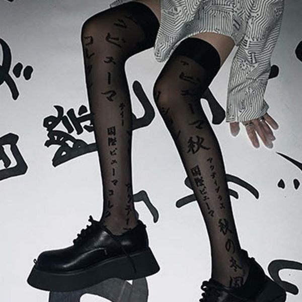 socks & hosiery harajuku gothic japanese letter print lolita lace high stockings women girls summer thin streetwear over knee, Black;white
socks & hosiery harajuku gothic japanese letter print lolita lace high stockings women girls summer thin streetwear over knee, Black;white