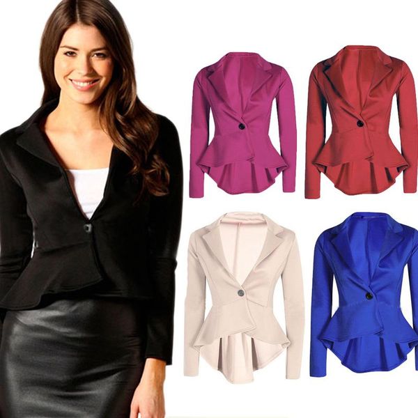 women's suits & blazers autumn spring women blazer coat casual slim fit work wear one button ruffle back suit ks-, White;black
women's suits & blazers autumn spring women blazer coat casual slim fit work wear one button ruffle back suit ks-, White;black