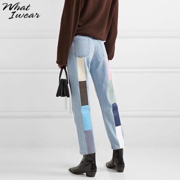 women's jeans whatiwear patchwork splicing street style fashion women club 2021 high waist demin pants color matching long trousers, Blue
women's jeans whatiwear patchwork splicing street style fashion women club 2021 high waist demin pants color matching long trousers, Blue