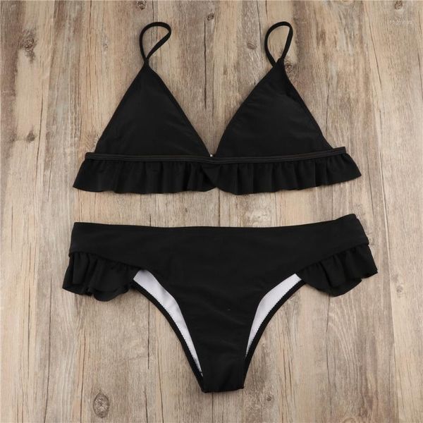 women's swimwear padded ruffle swimsuit female bandage bathing suit brazlian women bikinis 2021 mujer beach wear, White;black
women's swimwear padded ruffle swimsuit female bandage bathing suit brazlian women bikinis 2021 mujer beach wear, White;black