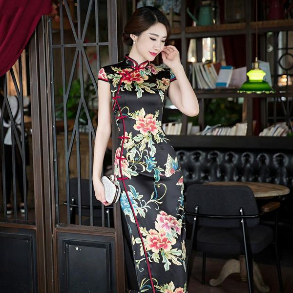 ethnic clothing the traditional long cheongsam retro black with printing chinese daily elegant dress, Red
ethnic clothing the traditional long cheongsam retro black with printing chinese daily elegant dress, Red