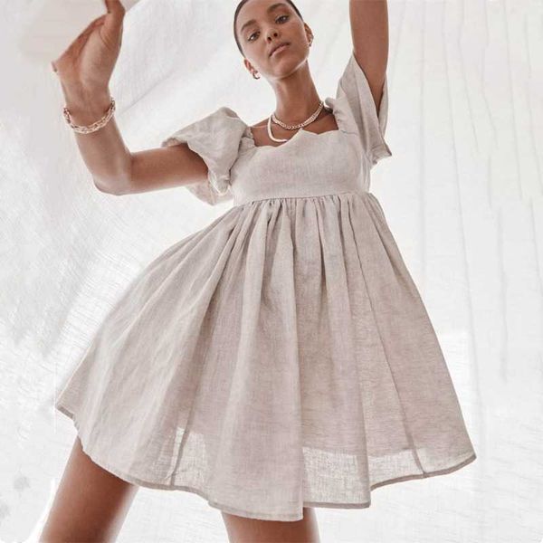 casual dresses summer women 2021 female vintage linen dress square collar high waist puff sleeve elegant party, Black;gray
casual dresses summer women 2021 female vintage linen dress square collar high waist puff sleeve elegant party, Black;gray