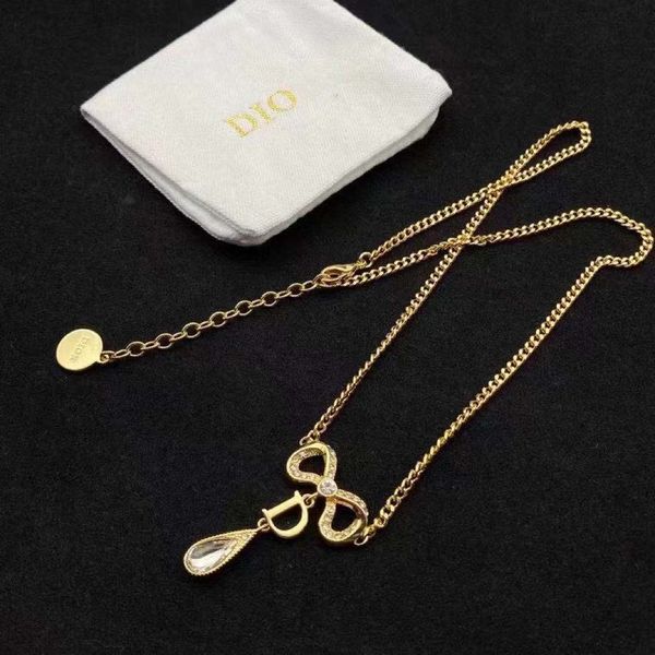 dijia new fashion letter diamond drop pendant female d family net red same bow necklace, Silver
dijia new fashion letter diamond drop pendant female d family net red same bow necklace, Silver