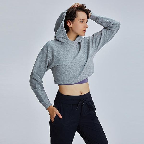 yoga outfit adore cotton workout running crop hooded sweatshirts women windproof sport fitness athletic hoodies sweater