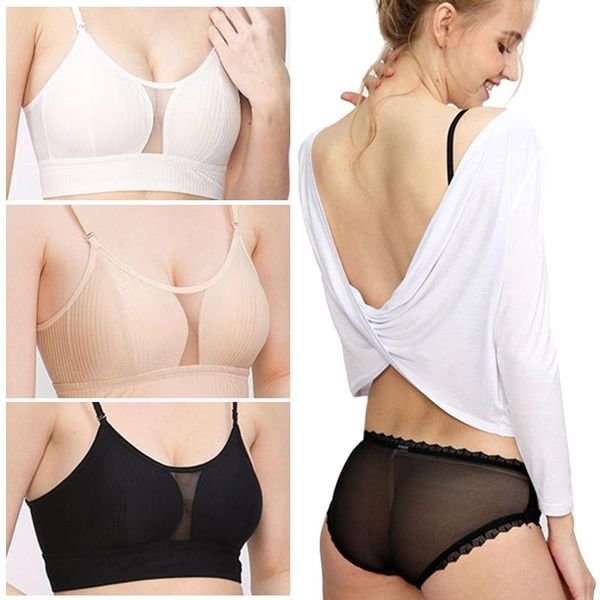gym clothing style point mesh thin triangular bra woman underwear soft seamless backless beautiful back bralettes sports bras 2021, White;black 
gym clothing style point mesh thin triangular bra woman underwear soft seamless backless beautiful back bralettes sports bras 2021, White;black