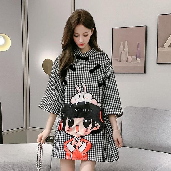 casual dresses brand dress womens 2021 summer plus size 2xl vintage clothes kawaii vestidos short sleeves grid character black clothing, Black;gray
casual dresses brand dress womens 2021 summer plus size 2xl vintage clothes kawaii vestidos short sleeves grid character black clothing, Black;gray