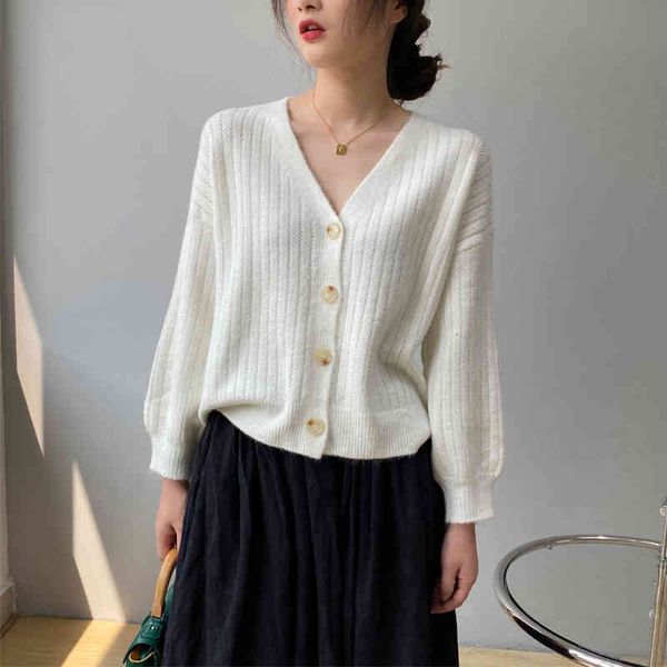 women's knits & tees spring and autumn women's casual solid color v-neck long-sleeved loose cardigan sweater xhsa, White
women's knits & tees spring and autumn women's casual solid color v-neck long-sleeved loose cardigan sweater xhsa, White