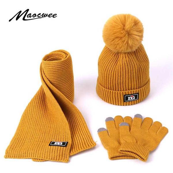 three piece baby hats scarf gloves sets double pompom knitted beanie autumn winter warm children skullies suits 220105, Yellow
three piece baby hats scarf gloves sets double pompom knitted beanie autumn winter warm children skullies suits 220105, Yellow