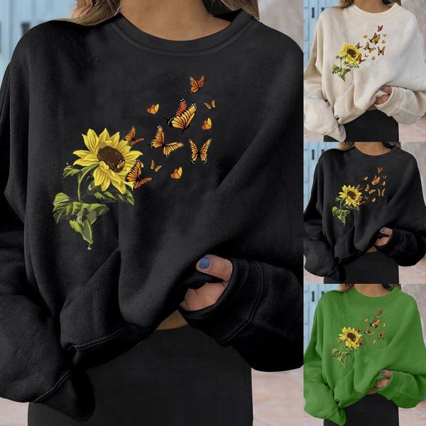 women's hoodies & sweatshirts sunflower butterfly print women sweathshirts oversized loose casual pullover round neck long sleeve sweat, Black
women's hoodies & sweatshirts sunflower butterfly print women sweathshirts oversized loose casual pullover round neck long sleeve sweat, Black