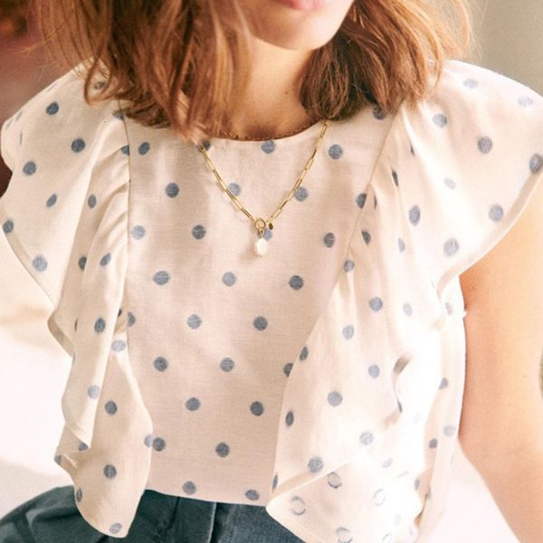 new ruffled blouse women linen polka dot butterfly sleeve backless button up chic elegant shirts 2021 vintage tunic retro shirt e3s7, White;black
new ruffled blouse women linen polka dot butterfly sleeve backless button up chic elegant shirts 2021 vintage tunic retro shirt e3s7, White;black