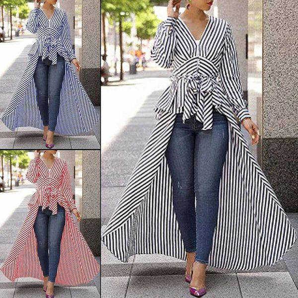 womens long sleeve lace up irregular long v neck shirt blouse ladies fashion stripe blouse long high low tunic, White
womens long sleeve lace up irregular long v neck shirt blouse ladies fashion stripe blouse long high low tunic, White