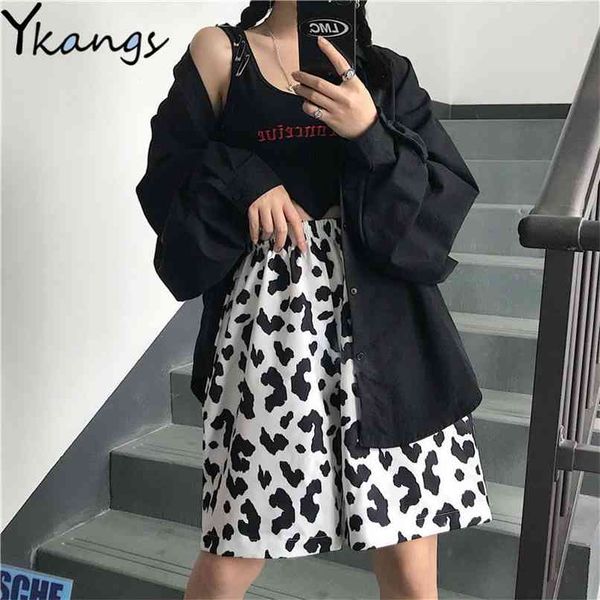 white cow summer running sport shorts for women streetwear harajuku korean joggers elastic high waist wide leg 210724, White;black
white cow summer running sport shorts for women streetwear harajuku korean joggers elastic high waist wide leg 210724, White;black