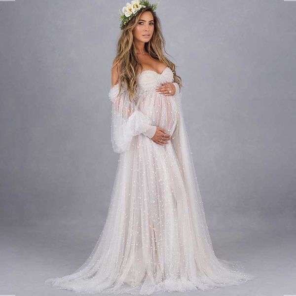 wraps & jackets long sleeve maternity dresses for baby showers pearls tulle pregnant gown po shoot off shoulder lingerie bathrobe nightwear, White
wraps & jackets long sleeve maternity dresses for baby showers pearls tulle pregnant gown po shoot off shoulder lingerie bathrobe nightwear, White