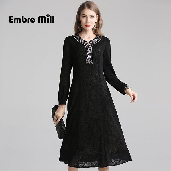 casual dresses autumn and winter wool dress vintage embroidery floral o-neck long sleeve low profile luxurious slim a-line -xl, Black;gray
casual dresses autumn and winter wool dress vintage embroidery floral o-neck long sleeve low profile luxurious slim a-line -xl, Black;gray
