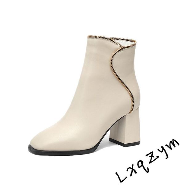 boots luxury design gold zipper decor concise real leather ankle cm high heel elegant dating shoes square toe small size, Black
boots luxury design gold zipper decor concise real leather ankle cm high heel elegant dating shoes square toe small size, Black