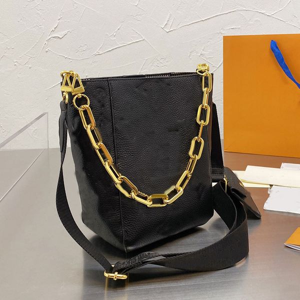 trendy bucket bag dark embossing shoulder handbag gold chain crossbody back bags cow leather trim adjustable strap
trendy bucket bag dark embossing shoulder handbag gold chain crossbody back bags cow leather trim adjustable strap
