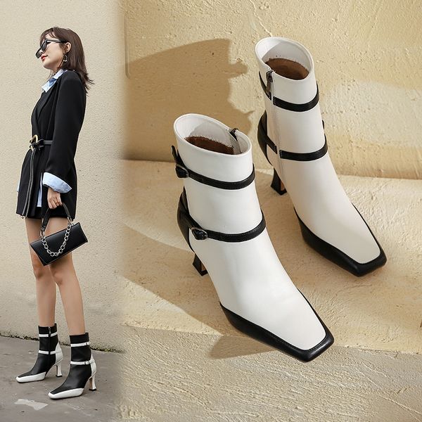 2021 autumn new women boots fashion buckle ankle boots pu leather wedges high heel long boots square toe winter woman shoes, Black
2021 autumn new women boots fashion buckle ankle boots pu leather wedges high heel long boots square toe winter woman shoes, Black
