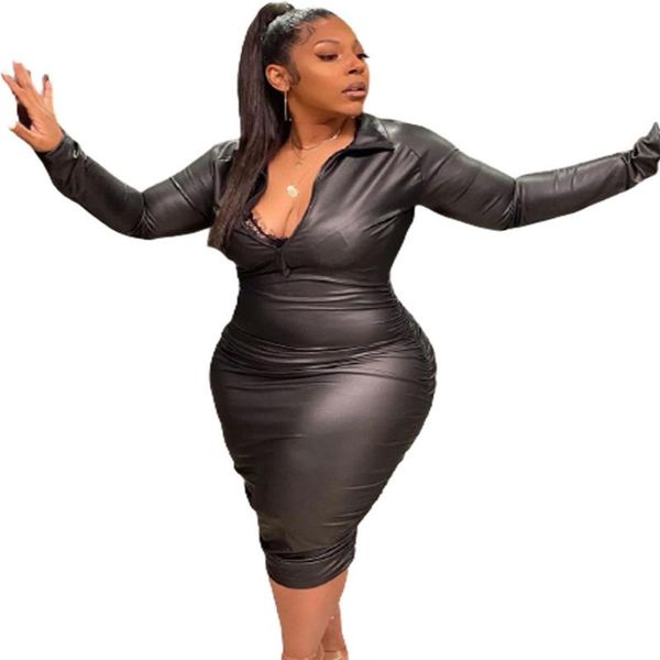 plus size dresses black pu leather bodycon curved dress skinny nightclub wear women clothing trendy high streetwear 4xl
plus size dresses black pu leather bodycon curved dress skinny nightclub wear women clothing trendy high streetwear 4xl