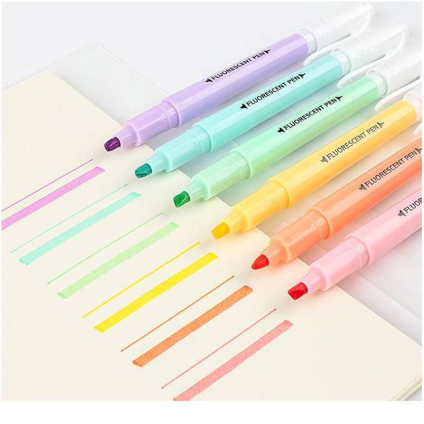 6 pcs/set candy color double headed highlighter marker pen cute fluorescent pen for marking office school writing jllple
6 pcs/set candy color double headed highlighter marker pen cute fluorescent pen for marking office school writing jllple