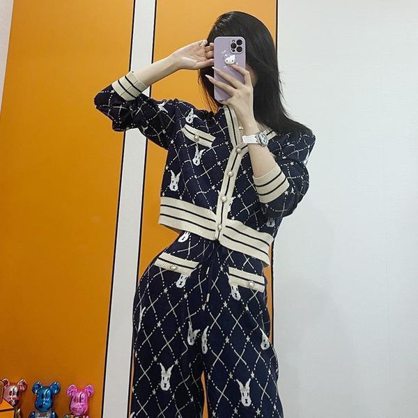 women's two piece pants hong kong wind knitted coat wide leg set 2021 autumn fashion temperament two-piece, White
women's two piece pants hong kong wind knitted coat wide leg set 2021 autumn fashion temperament two-piece, White