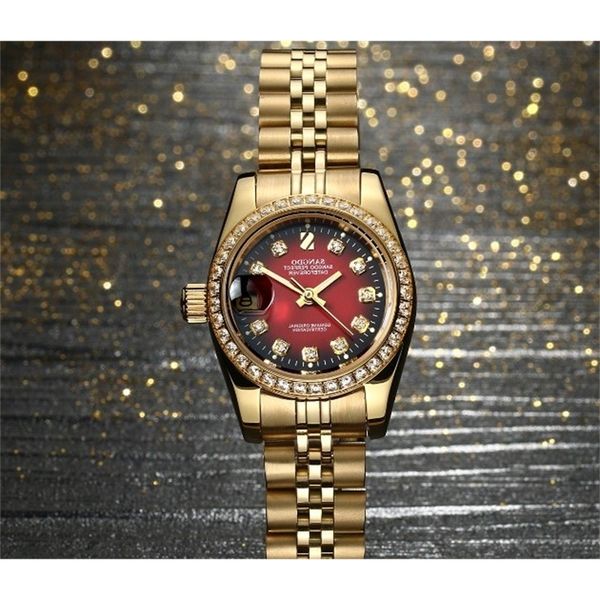 28mm sangdo automatic self-wind movement luxury women's plating 18ky mechanical watches 08s, Slivery;brown
28mm sangdo automatic self-wind movement luxury women's plating 18ky mechanical watches 08s, Slivery;brown