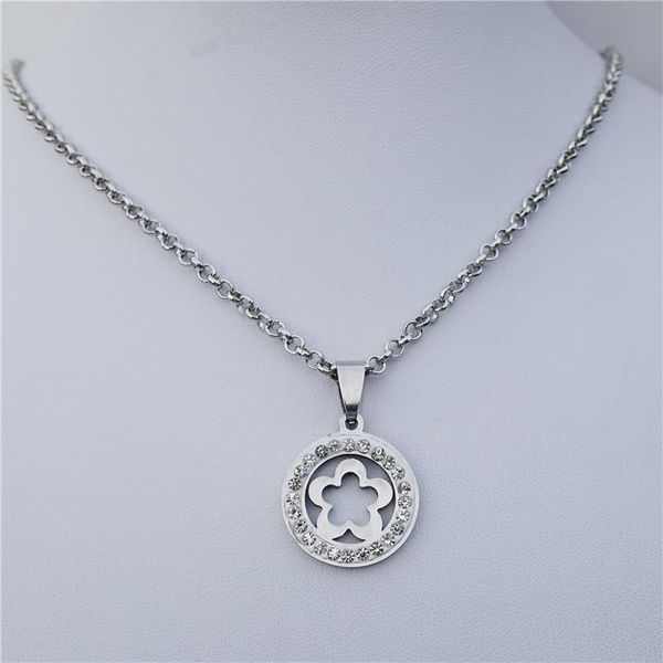 pendant necklaces white rhinestone flower necklace stainless steel jewelry for women girls gift 12 pcs/lot wholesale, Silver
pendant necklaces white rhinestone flower necklace stainless steel jewelry for women girls gift 12 pcs/lot wholesale, Silver