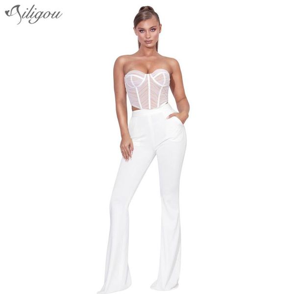 women's tracksuits ailigou bandage set 2 pieces strapless short corset and long flared pants celebrity party sheath vestidos, Gray
women's tracksuits ailigou bandage set 2 pieces strapless short corset and long flared pants celebrity party sheath vestidos, Gray