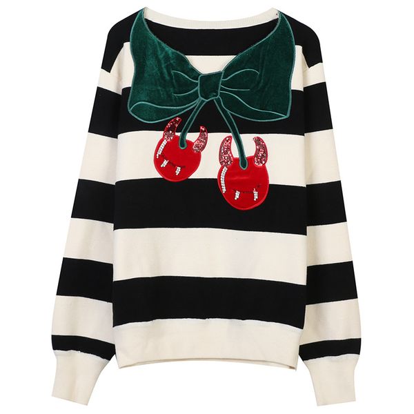 713 2021 milan runway women's sweaters autumn brand same style sweater long sleeve crew neck striped fashion clothes womens mingmo, White;black
713 2021 milan runway women's sweaters autumn brand same style sweater long sleeve crew neck striped fashion clothes womens mingmo, White;black
