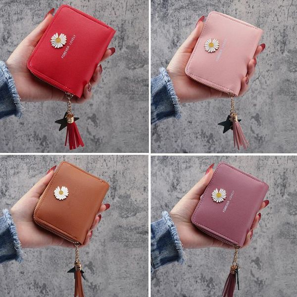 womens wallet cute student tassel pendant short trend small daisy pu coin purse ladies card bag women, Red;black
womens wallet cute student tassel pendant short trend small daisy pu coin purse ladies card bag women, Red;black