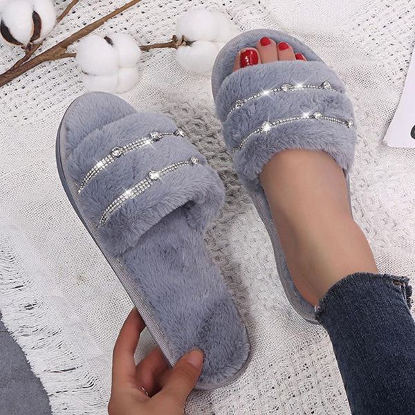 slippers warm fluffy women rhinestone decoration casual flat-bottomed plush cotton cozy faux fur indoor floor slides, Black
slippers warm fluffy women rhinestone decoration casual flat-bottomed plush cotton cozy faux fur indoor floor slides, Black