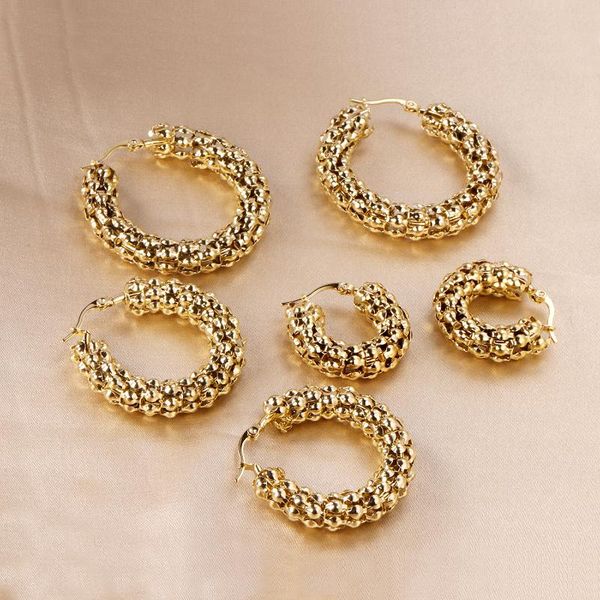 hoop & huggie thick earrings jewelry 316l round bump stainless steel hypoallergenic fashion gold color earring for women/girls jewellery, Golden;silver
hoop & huggie thick earrings jewelry 316l round bump stainless steel hypoallergenic fashion gold color earring for women/girls jewellery, Golden;silver