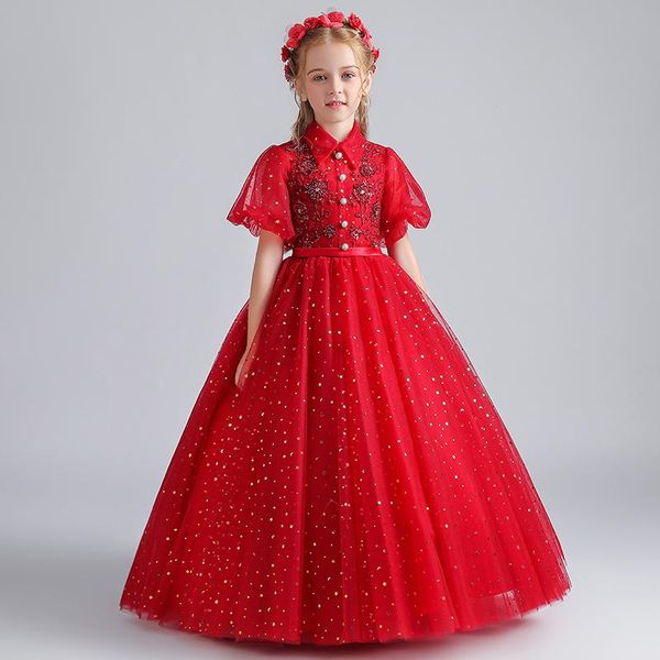 girl's dresses sequins high neck elegant ball gown short sleeves floor-length kids party communion girl for weddings h069, Red;yellow
girl's dresses sequins high neck elegant ball gown short sleeves floor-length kids party communion girl for weddings h069, Red;yellow