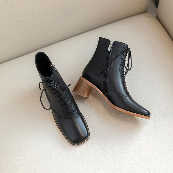 boots royesic genuine leather women's square toe strap thick heel single 2021 autumn mid-heel short, Black
boots royesic genuine leather women's square toe strap thick heel single 2021 autumn mid-heel short, Black