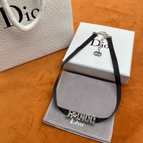 luxury designer fashion necklace d family black rope cd letter female star net red same dijia diamond choker clavicle chain, Red;brown
luxury designer fashion necklace d family black rope cd letter female star net red same dijia diamond choker clavicle chain, Red;brown