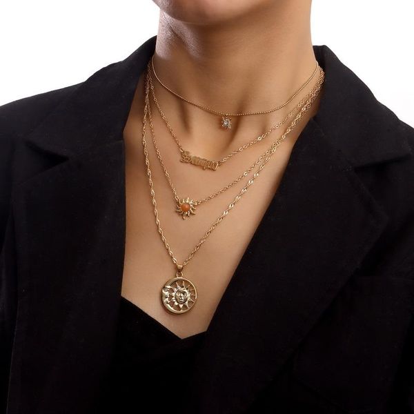 pendant necklaces europe and the united states jewelry trend multilayer sunflower smiling female punk fashion chain holes sautoir necklace, Silver
pendant necklaces europe and the united states jewelry trend multilayer sunflower smiling female punk fashion chain holes sautoir necklace, Silver