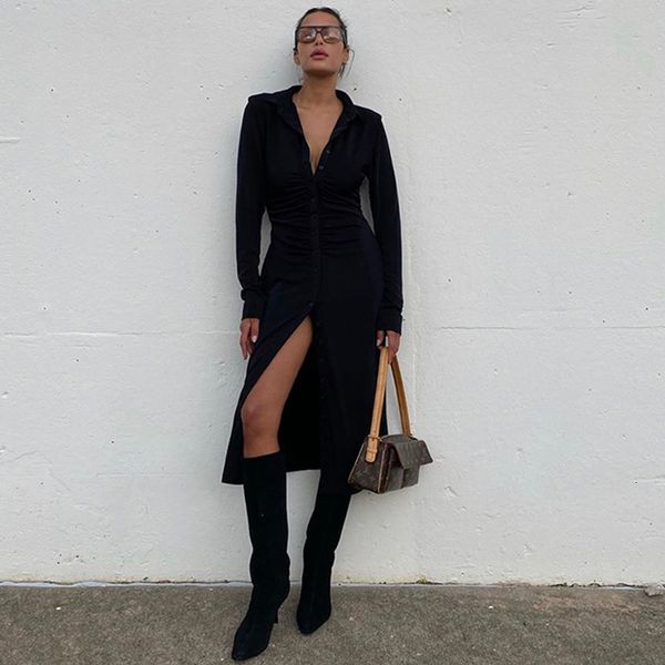 2021 new black winter women turndown collar button long sleeve casual es see through midi streetwear 6u32, Black;gray
2021 new black winter women turndown collar button long sleeve casual es see through midi streetwear 6u32, Black;gray