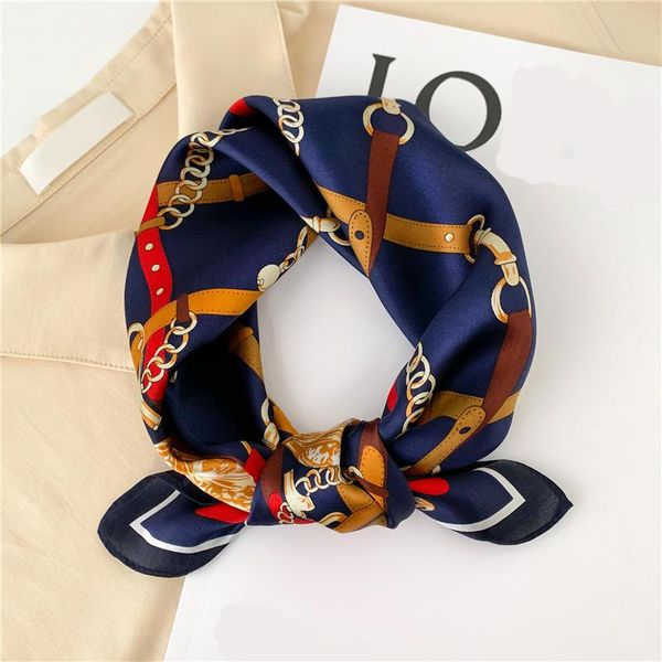 scarves foulard female neck scarf hairband design print real silk neckerchief small women bandana 2021 spring, Blue;gray 
scarves foulard female neck scarf hairband design print real silk neckerchief small women bandana 2021 spring, Blue;gray
