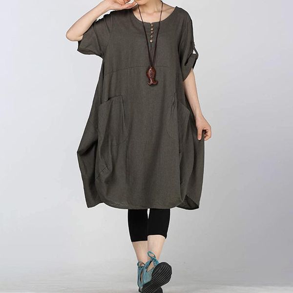 casual dresses fashion women shirt dress spring summer o neck short sleeve loose button solid cotton knee-length clothes, Black;gray
casual dresses fashion women shirt dress spring summer o neck short sleeve loose button solid cotton knee-length clothes, Black;gray